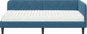 vidaXL Κρεβάτι Γωνίας Μπλε 100 x 200 cm Βελούδο