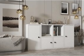 Κονσόλα με τέσσερις πόρτες και ράφι χωρίς πλαίσιο Λευκό 129x30x65 cm