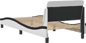 vidaXL Πλαίσιο Κρεβατιού Dover Λευκό/Μαύρο 90x200εκ. Συνθ. Δέρμα