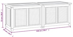 ΜΠΑΟΥΛΟ ΑΠΟΘΗΚΕΥΣΗΣ ΚΗΠΟΥ ΜΕ ΤΣΑΝΤΑ 150X50X53ΕΚ ΜΑΣΙΦ ΞΥΛΟ TEAK 363272