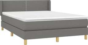 vidaXL Κρεβάτι Boxspring με Στρώμα Σκούρο Γκρι 140x200 εκ Υφασμάτινο