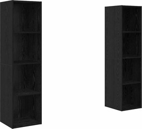 vidaXL Σετ επίπλου τηλεόρασης 2 pcs Μαύρο Επεξεργασμένο Ξύλο