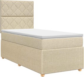 vidaXL Κρεβάτι box spring με στρώμα Κρεμ 90 x 200 cm Ύφασμα