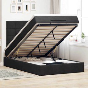vidaXL Οθωμανικό κρεβάτι με στρώματα &amp; LEDs Μαύρο 120x200cm Velvet