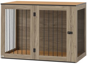 PawHut Κλουβί Σκύλου, Κλουβί Κατοικιδίου για Μεγάλους Σκύλους, Σκυλόσπιτο, Εσωτερικού Χώρου, 106 x 60 x 76 cm, Δρυς