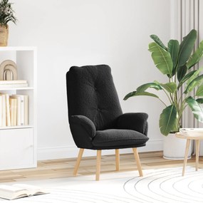 vidaXL Χαλαρή Καρέκλα Μαύρη με Μαλλί όπως Ύφασμα