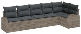 vidaXL Σετ Καναπέ Κήπου με μαξιλάρι 6 pcs Γκρι Πολυ ράταν