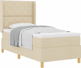 vidaXL Κρεβάτι με ελατήρια με στρώμα Κρεμ 100 x 200 cm ύφασμα