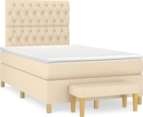 vidaXL Κρεβάτι Boxspring με Στρώμα Κρεμ 120x200 εκ. Υφασμάτινο