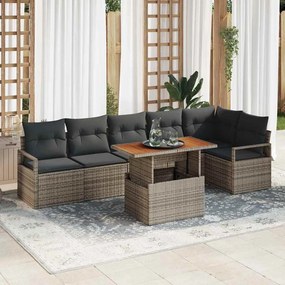 vidaXL Σετ Καναπέ Κήπου με αποθήκευση 7 pcs Γκρι Πολυ ράταν