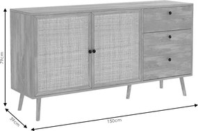 Μπουφές Oslo pakoworld sonoma 150x39x79εκ