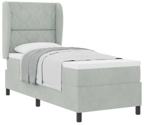 vidaXL κρεβάτι Box Spring με στρώμα  ανοιχτό γκρι 80x200 εκ. βελούδο