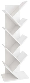 FMD Βιβλιοθήκη Όρθια με Γεωμετρικό Σχήμα Λευκή - Λευκό