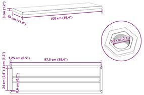 Ράφια Τοίχου 2 τεμ. Μαύρο 100x30x3 εκ. Ανοξείδωτο Ατσάλι - Μαύρο