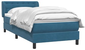 vidaXL Κρεβάτι Boxspring με Στρώμα Σκούρο Μπλε 90x220 εκ. Βελούδινο