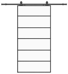Συρόμενη πόρτα με σετ υλικού Μαύρο 102x205 cm ESG Γυαλί - Μαύρο