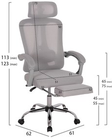 ΚΑΡΕΚΛΑ ΓΡΑΦΕΙΟΥ BARNET HM18258.02 ΓΚΡΙ MESH-ΓΚΡΙ ΣΚΕΛΕΤΟΣ NYLON 61x62x123Υ