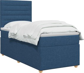 vidaXL Κρεβάτι box spring με στρώμα Μπλε 90 x 200 cm Ύφασμα