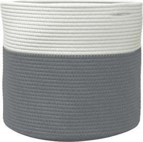 vidaXL Καλάθι Αποθήκευσης Γκρι και Λευκό Ø40 x 35 εκ. Βαμβακερό