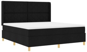 vidaXL Κρεβάτι Box Spring με Στρώμα & LED Μαύρο 180x200 εκ Υφασμά