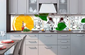 Αυτοκόλλητη φωτοταπετσαρία κουζίνας λεμόνι με πάγο - 260x60