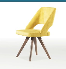 Ξύλινη-βελούδινη καρέκλα Simone κίτρινο-καφέ 89x51x46x44cm, FAN1234