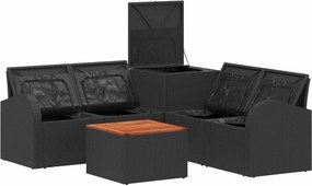 vidaXL Σετ Καναπέ 6 τμχ. Μαύρο και Κρεμ Λευκό 55 x 55 x 37 εκ