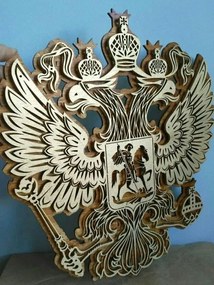 Σετ των 2 Intra απο ξύλο plywood 3mm-4mm πάχος – Εθνόσημο της Ρωσίας Ξύλινο σύμβολο διακόσμησης τοίχου 40x45 cm INTRAVECTRY-MY556151