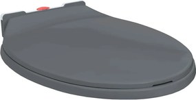 vidaXL Κάλυμμα Λεκάνης με Soft Close &amp;amp; Quick Release Οβάλ Γκρι