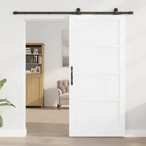 vidaXL Σετ Συρόμενης Πόρτας Χειροκίνητος Λευκό και μαύρο 93 x 202 cm