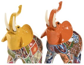 Διακοσμητική Φιγούρα Home ESPRIT Κίτρινο Πολύχρωμο Πορτοκαλί Ελέφαντας 16 x 7 x 17 cm (x2)