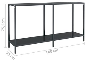 Τραπέζι Κονσόλα Μαύρο 140 x 35 x 75,5 εκ. από Ψημένο Γυαλί - Μαύρο