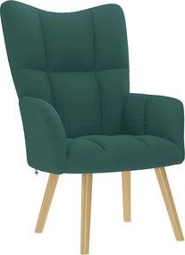 vidaXL Πολυθρόνα Relax Σκούρο Πράσινο Υφασμάτινη με Υποπόδιο