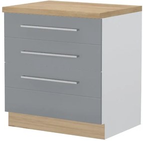 Επιδαπέδιο ντουλάπι Hudson R-80-3F-Λευκό - Γκρι - 80.00Χ60.00Χ88.00cm