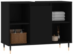 vidaXL Ντουλάπι Μπάνιου Μαύρο 80 x 33 x 60 εκ. από Επεξεργασμένο Ξύλο