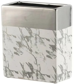 Βάζο Διακοσμητικό Silver 1855 17,5x9x19cm White-Silver Artekko Ceramic