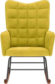 vidaXL Πολυθρόνα Κουνιστή Κίτρινη Βελούδινη