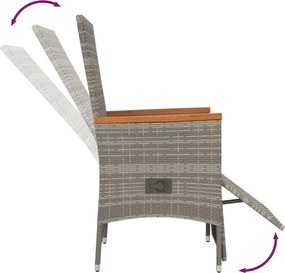 vidaXL Σετ Τραπεζαρίας Κήπου 7 τεμ. Γκρι Συνθ. Ρατάν με Μαξιλάρια