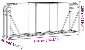 Ξυλοθήκη Ασημί 234x45x100 εκ. από Γαλβανισμένο Ατσάλι - Ασήμι