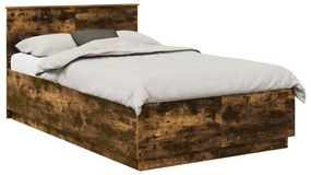 vidaXL Σκελετός Κρεβατιού με κεφαλάρι Καπνιστό Δρύς 135 x 190 cm