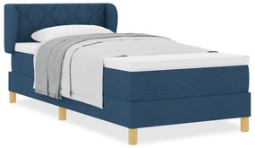 vidaXL Κρεβάτι Box Spring με Στρώμα  Μπλε 90x200 εκ Υφασμάτινο
