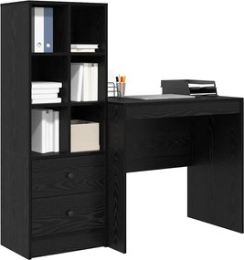 vidaXL Γραφείο με συρτάρι με ράφι με αποθήκευση 2 pcs Μαύρη Οξυά