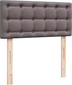 vidaXL Κρεβάτι Boxspring με Στρώμα Γκρι 90x190 εκ. από Συνθετικό Δέρμα