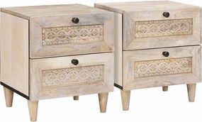 vidaXL Κομοδίνο 2 τεμ. Λευκό 40 x 33 x 46 εκ. Επεξεργασμένο Ξύλο