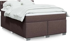 vidaXL Κρεβάτι Boxspring με Στρώμα Σκούρο Καφέ 140x190 εκ. Υφασμάτινο