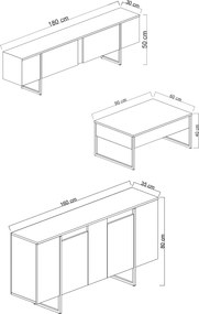 Σύνθετο Σαλονιού Ανθρακί / Μαύρο FLUOMU 160x35x80