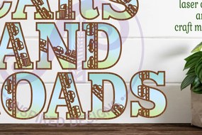 Σετ των 3 Intra απο ξύλο plywood 3mm-4mm πάχος Cars and Roads Letters Alphabet Set X 52 Δίασταση 5x5 cm INTRAFABR-98239413