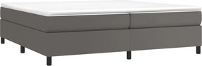 vidaXL Κρεβάτι Boxspring με Στρώμα Γκρι 200x200 εκ. Συνθετικό Δέρμα