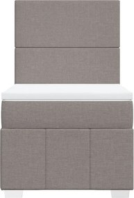 vidaXL Κρεβάτι Boxspring με Στρώμα Taupe 100 x 200 εκ. Υφασμάτινο