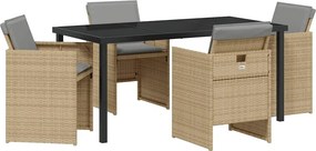 vidaXL Σέτ φαγητού για κήπο 5 pcs Μπεζ συνθετικό ρατάν